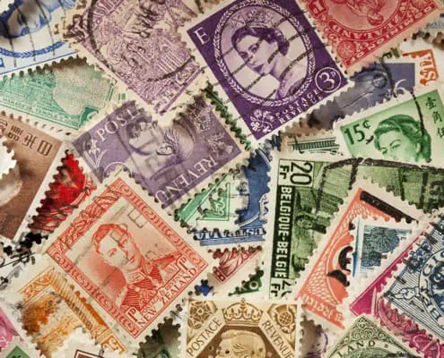 Pile of scattered stamps