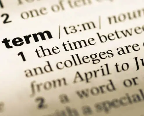 close up of the word term's definition