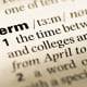 close up of the word term's definition