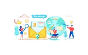 Animated image of mail and people