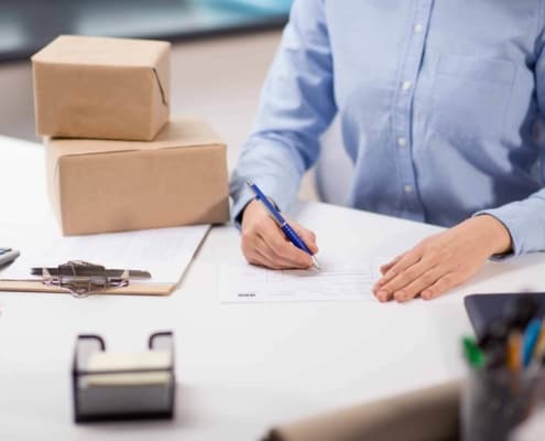 Woman working at a desk