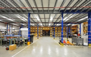Interior view of a large scale warehouse