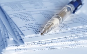 Close up view of printed tax statements