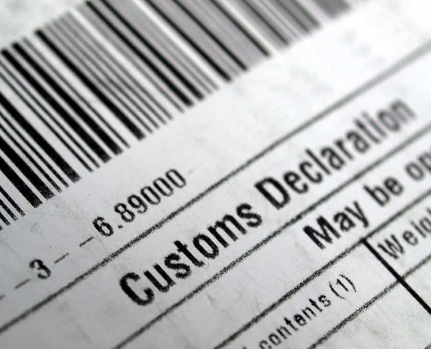 International mail label for customs