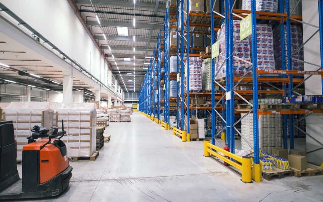 View of a large interior of a warehouse
